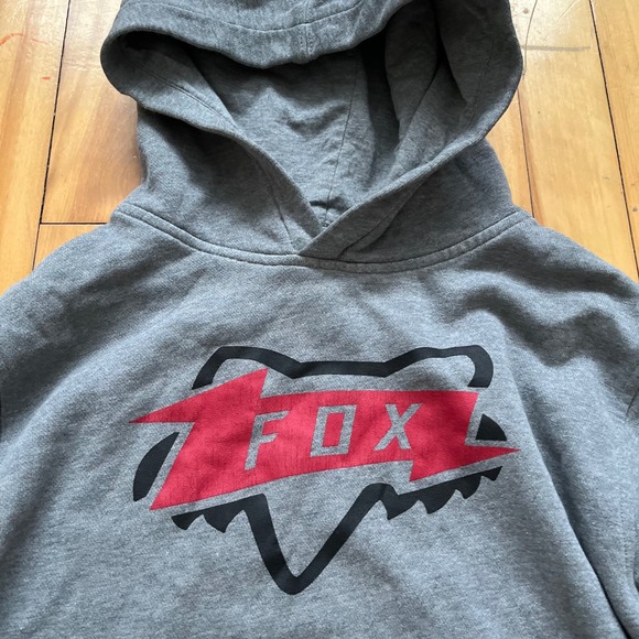 Fox Racing Hoodie Gray Long Sleeve Pullover Sweatshirt Size YL - Picture 2 of 5